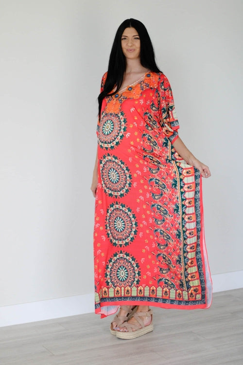 Kaftan Dress, Summer Caftan For Women, Loose Maxi Dress, Silk