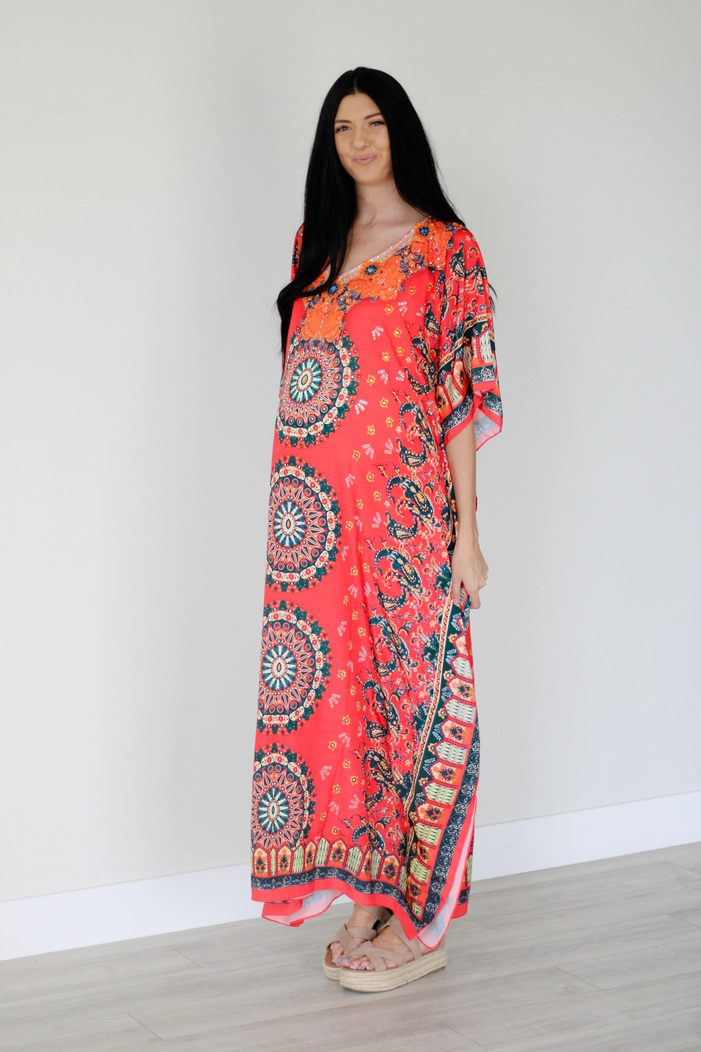 Kaftan Dress, Summer Caftan For Women, Loose Maxi Dress, Silk