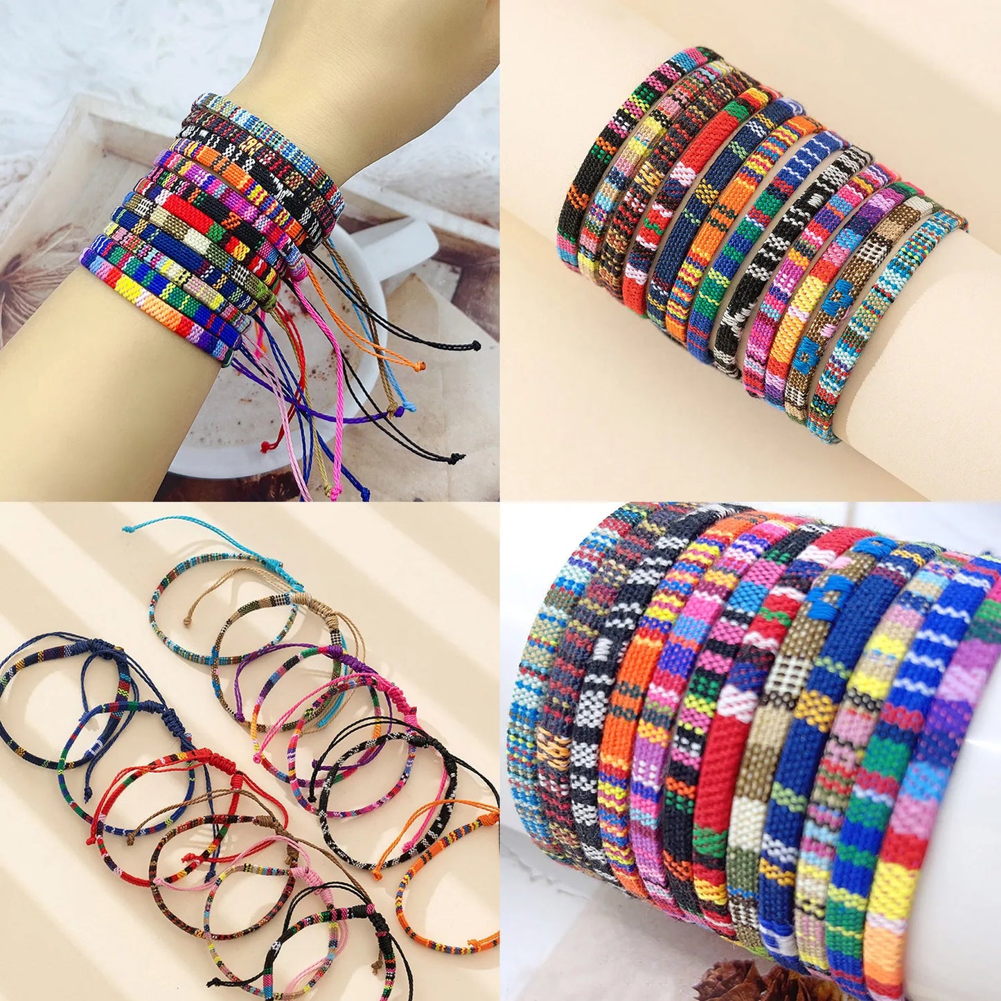 1Pc Retro Bohemian Cotton Linen Bracelet