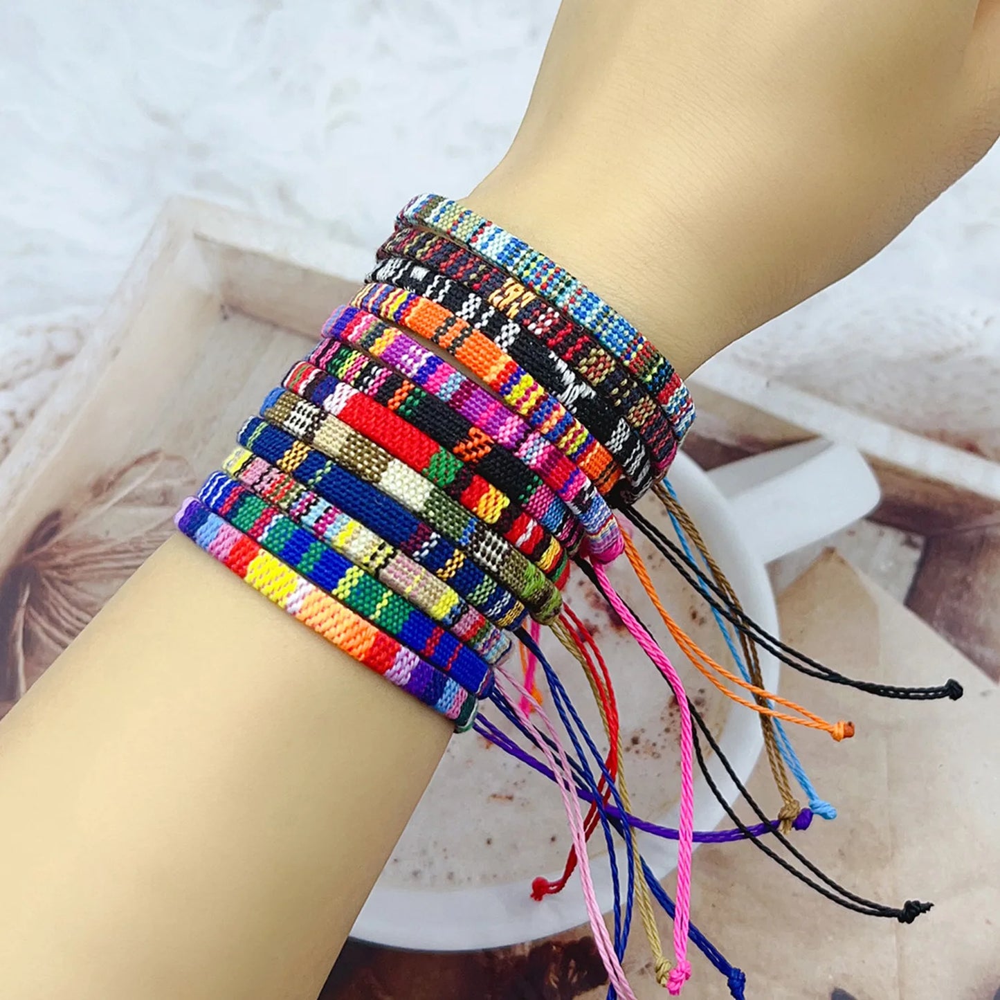 1Pc Retro Bohemian Cotton Linen Bracelet